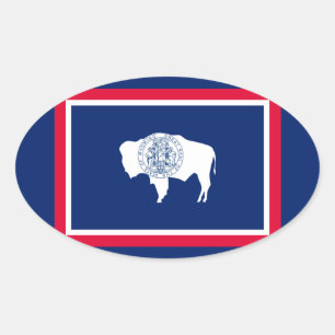 Sticker Ovale Design du drapeau d'état du Wyoming