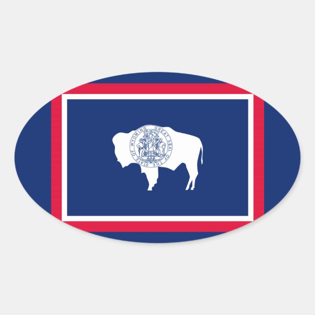 Sticker Ovale Design du drapeau d'état du Wyoming (Devant)