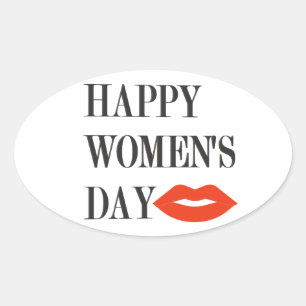 Sticker Ovale Design Joyeuse Journée des femmes amusante