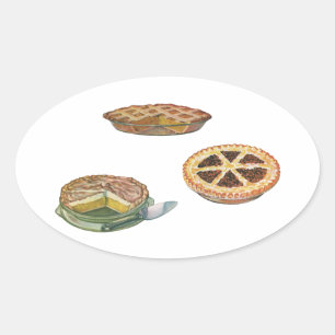 Sticker Ovale Desserts Anciens, Tartes de Thanksgiving, Tarte au