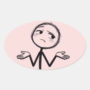 Sticker Ovale Dessin de bonhomme allumette drôle