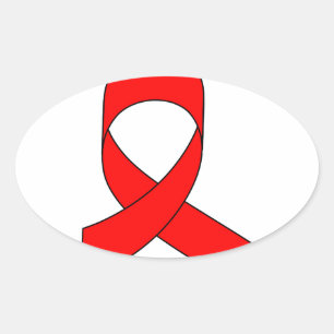 Sticker Ovale Dessin de ruban rouge