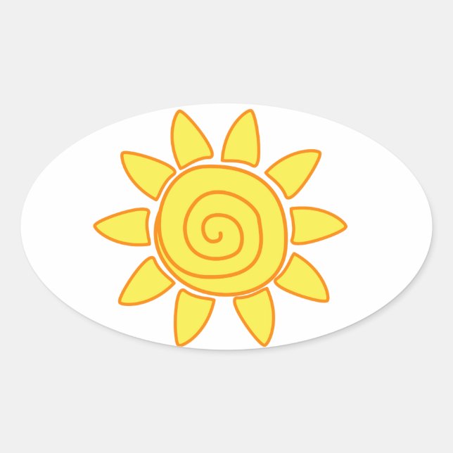 Sticker Ovale Dessin de soleil illustration pour enfants mignons (Devant)