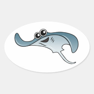 Sticker Ovale Dessin Stingray