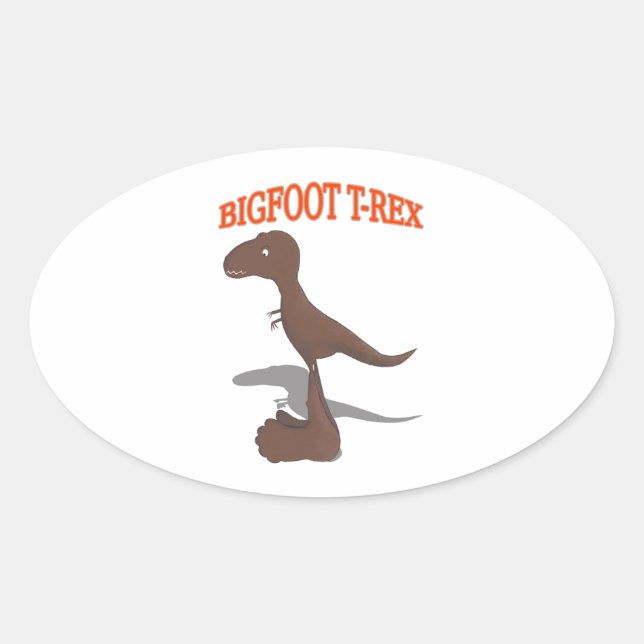 Sticker Ovale Dessin T-Rex Bigfoot (Devant)