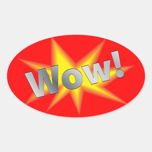 Sticker Ovale Dessin WOW (Devant)