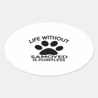STICKER OVALE DESSINS SAMOYENS