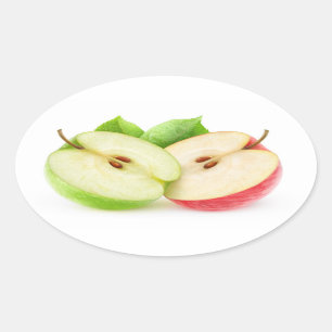 Sticker Ovale Deux moitiés de pomme