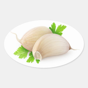 Sticker Ovale Deux morceaux d'ail