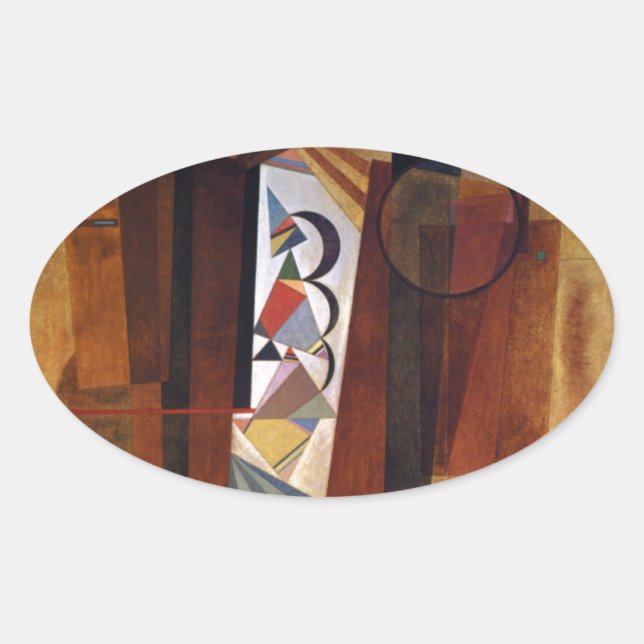 Sticker Ovale Développement de Kandinsky dans la peinture Abstra (Devant)