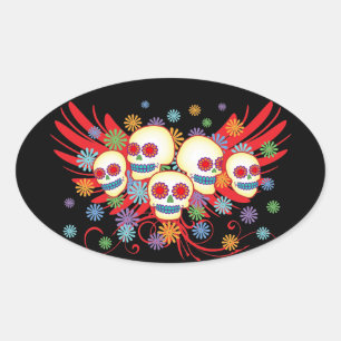 Sticker ovale Dia de los Muertos