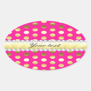 Sticker Ovale Diamants Pois à huile rose chaud