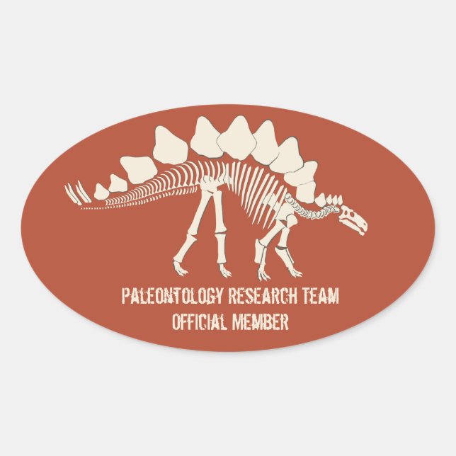 Sticker Ovale Dinosaur Bones Paléontologie Personnalisable Badge (Devant)