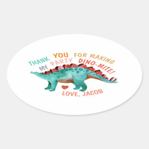 Sticker Ovale Dinosaure Merci