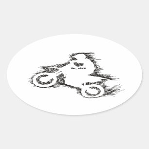 Sticker Ovale DIRT BIKE (noir gribouillant)