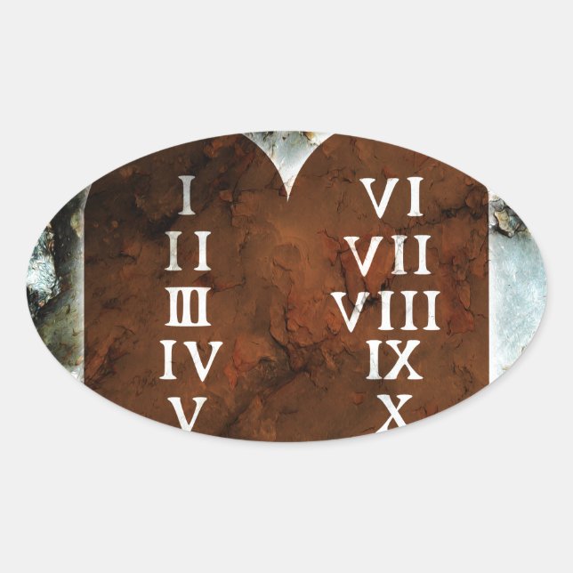 Sticker Ovale Dix commandements (Devant)