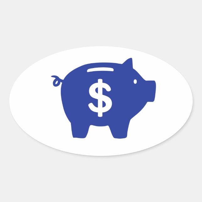 Sticker Ovale Dollar de banque de piggy (Devant)