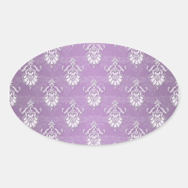 Sticker Ovale Double Damask Lavender Purple (Devant)