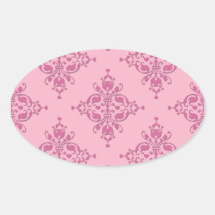 Sticker Ovale Douce Damask Rose