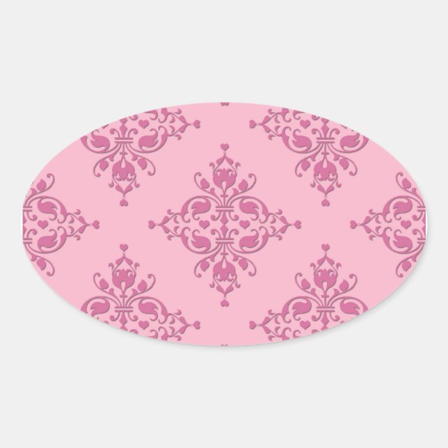 Sticker Ovale Douce Damask Rose (Devant)