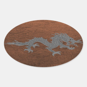 Sticker Ovale Dragon bhoutanais en cuir