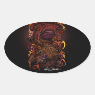 Sticker Ovale Dragon (conception de signature)