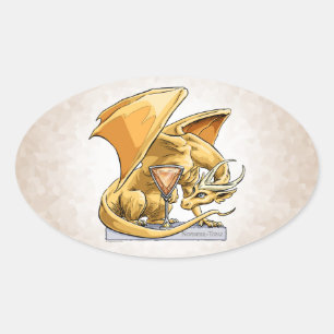 Sticker Ovale Dragon de pierre de naissance de novembre : Topaz