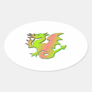 Sticker Ovale Dragon stylisé