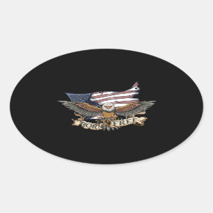 Sticker Ovale Drapeau américain Eagle chauve patriotique soutenu