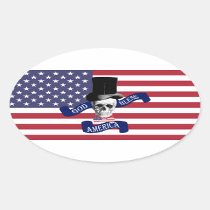 Sticker Ovale Drapeau américain patriotique