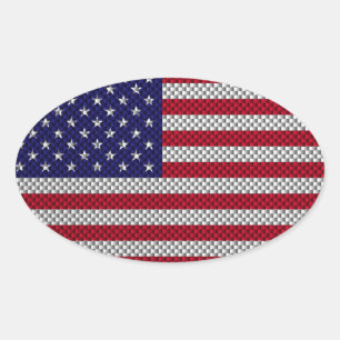 Sticker Ovale Drapeau américain sur la fibre de carbone