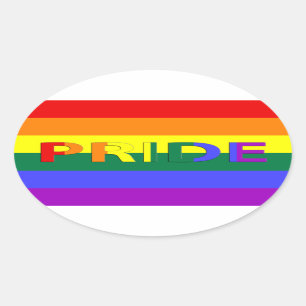 Sticker Ovale Drapeau arc-en-ciel LGBT Pride