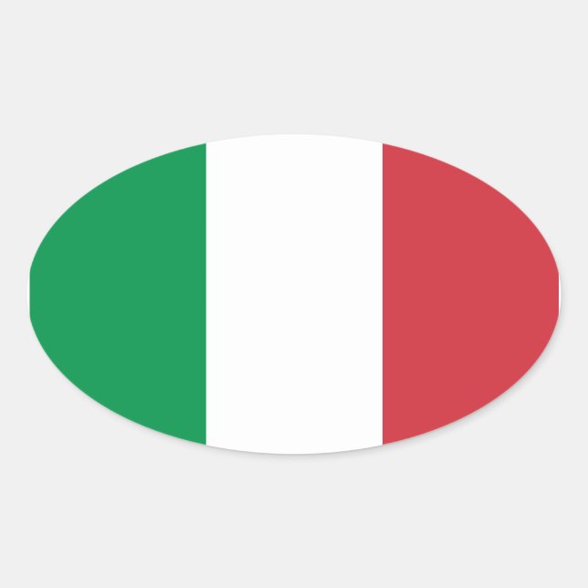 Sticker Ovale Drapeau blanc vert et rouge italien (Devant)