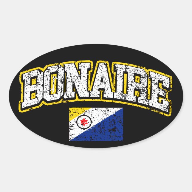 Sticker Ovale Drapeau Bonaire (Devant)