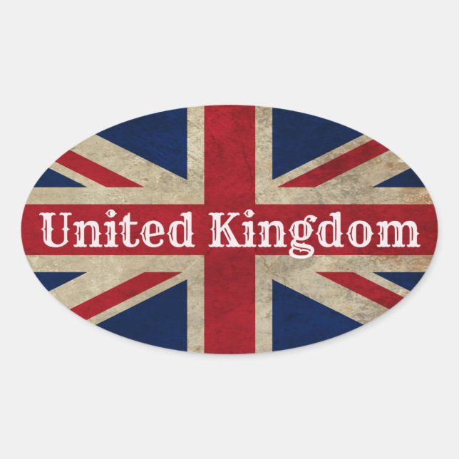 Sticker Ovale Drapeau britannique en détresse (Devant)