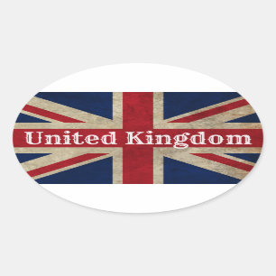 Sticker Ovale Drapeau britannique en détresse