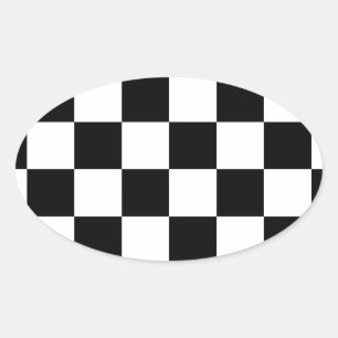 Sticker Ovale Drapeau Checkered emballant l'échiquier de