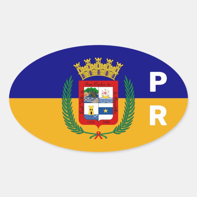 Sticker Ovale Drapeau d'Aguadilla, Porto Rico (Devant)