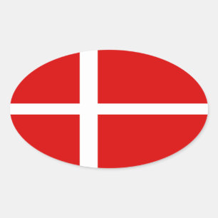 Sticker Ovale Drapeau danois d'autocollant d'ovale du Danemark