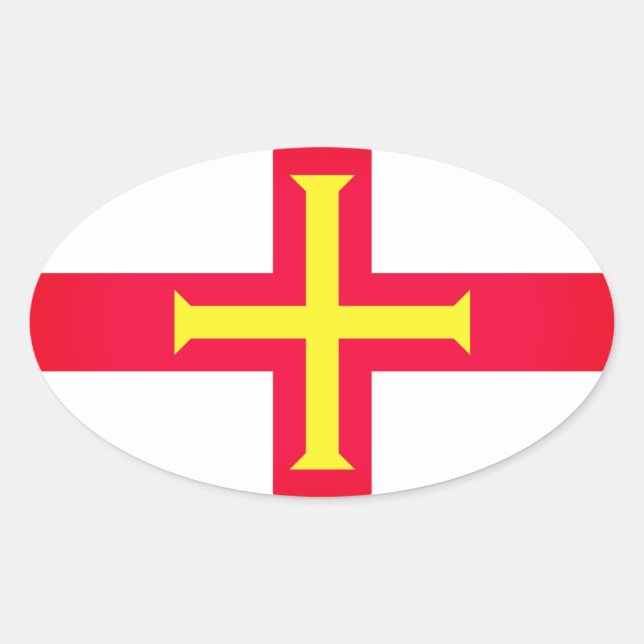 Sticker Ovale Drapeau de Bailiwick de Guernesey, (Royaume-Uni) (Devant)