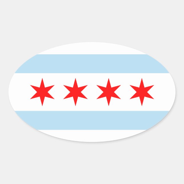 Sticker Ovale Drapeau de Chicago, Illinois (Devant)