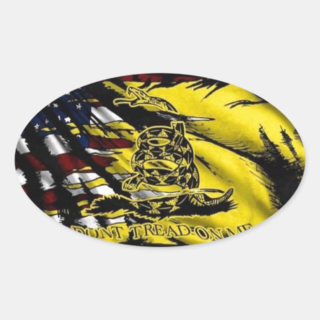Sticker Ovale Drapeau De Gadsden - Liberté Ou Mort (Devant)