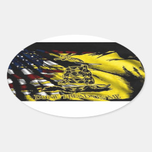 Sticker Ovale Drapeau De Gadsden - Liberté Ou Mort