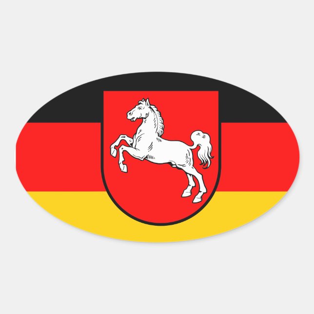 Sticker Ovale Drapeau de la Basse-Saxe (Devant)