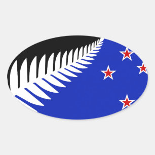 Sticker Ovale Drapeau de la Ferme argentée de Nouvelle-Zélande