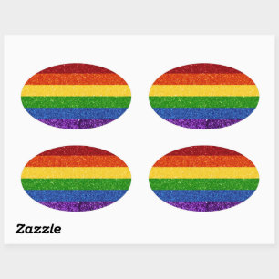 Sticker Ovale Drapeau de la Fierté arc-en-ciel LGBT Parties scin