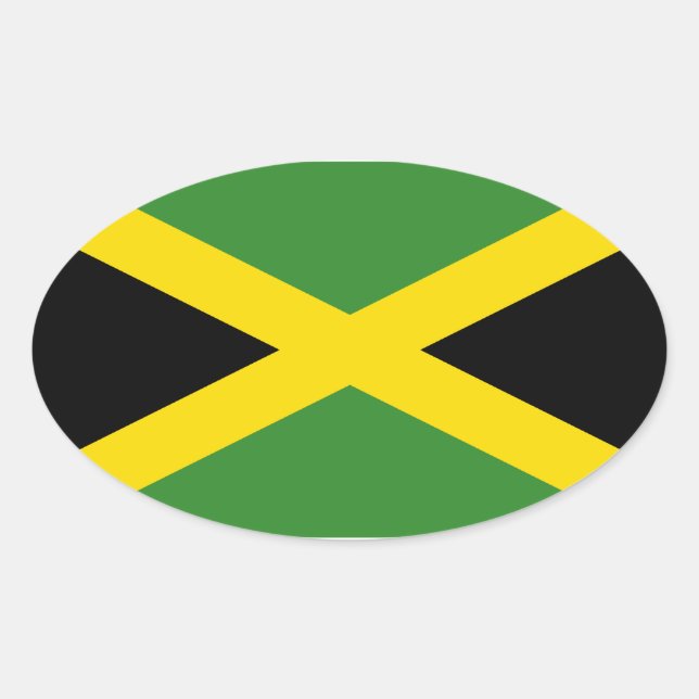 Sticker Ovale Drapeau de la Jamaïque (Devant)