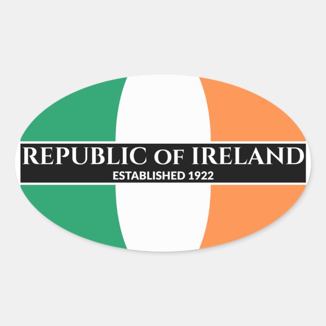 Sticker Ovale Drapeau de la République d'Irlande établi 1922 Tex (Devant)
