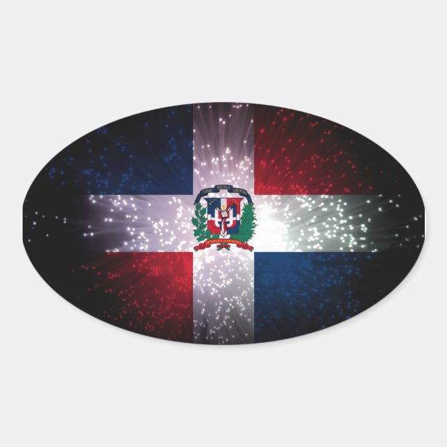 Sticker Ovale Drapeau de la République Dominicaine (Devant)