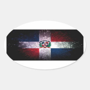 Sticker Ovale Drapeau de la République Dominicaine